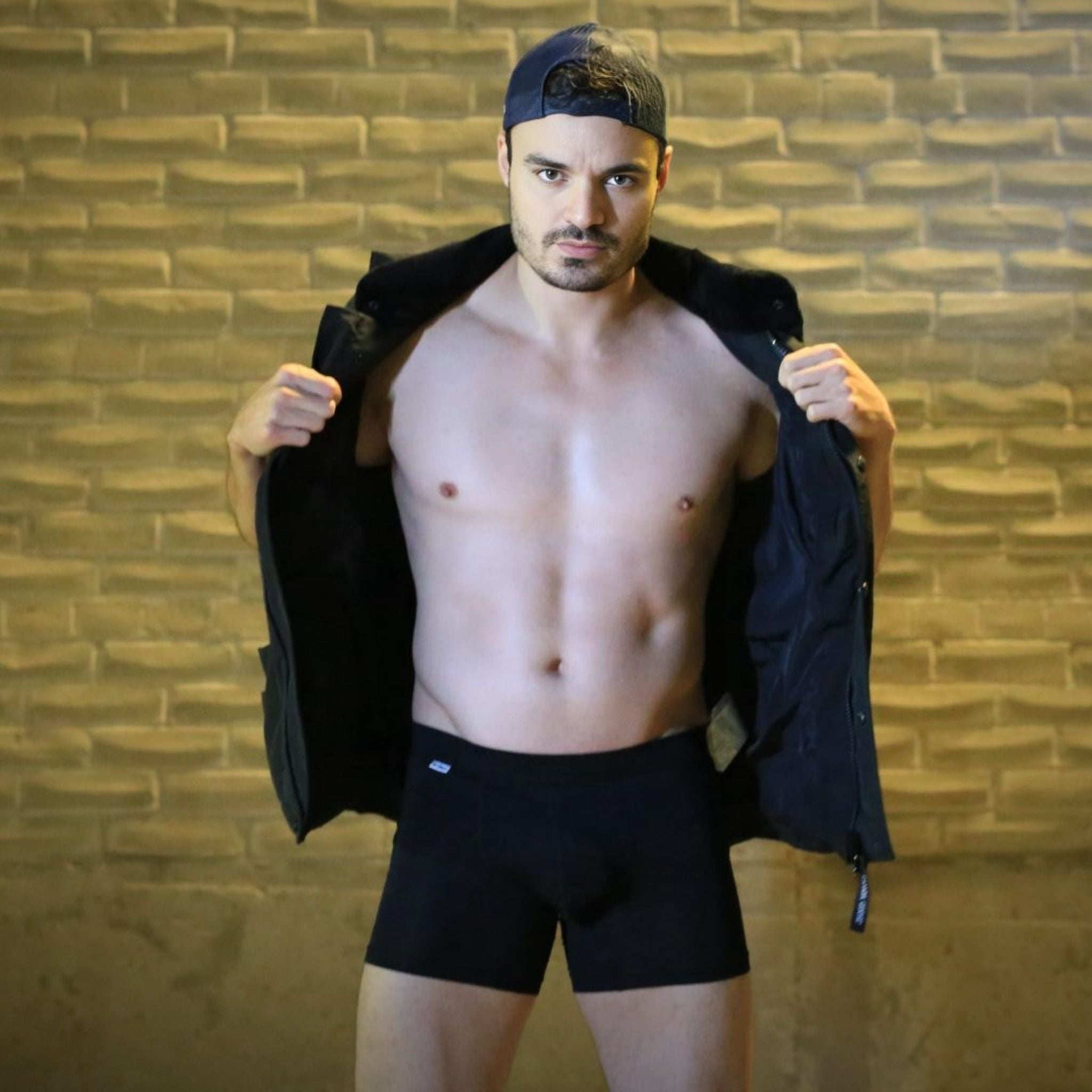 TBô black boxer briefs worn outdoor