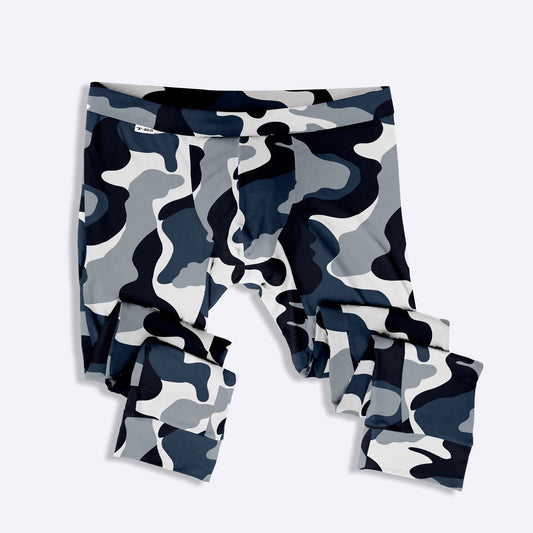 The Limited Edition Blue Camo Long Johns for men in the USA and Canada